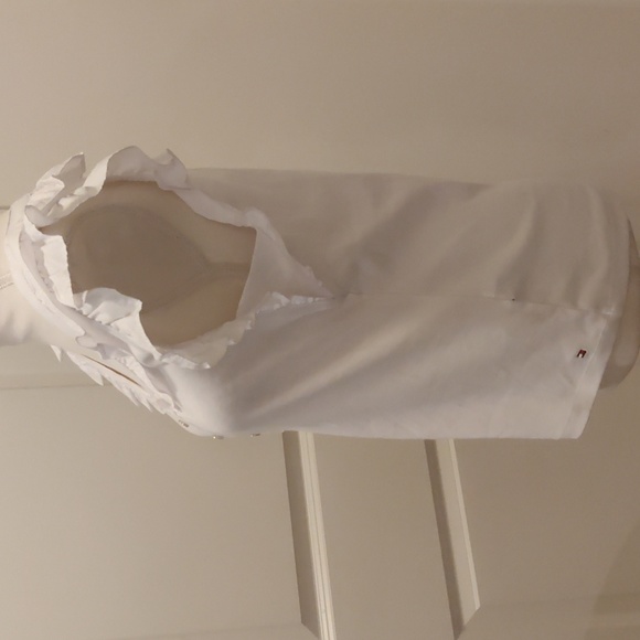 WOMEN'S COTTON SOLID-COLOR RUFFLED HENLEY TOP IN WHITE sz M - Picture 4 of 8